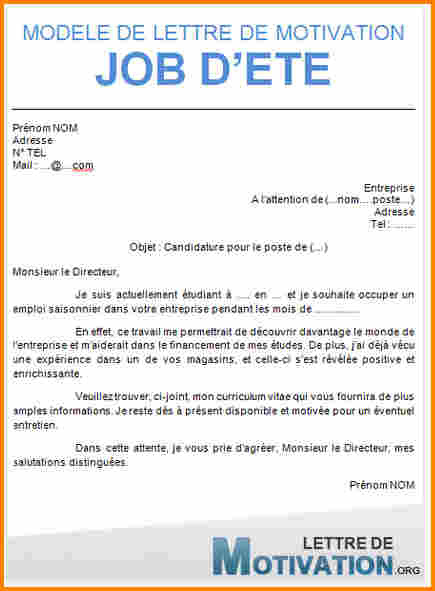 Job Etudiant Lettre De Motivation Gratuit - Bacalah e