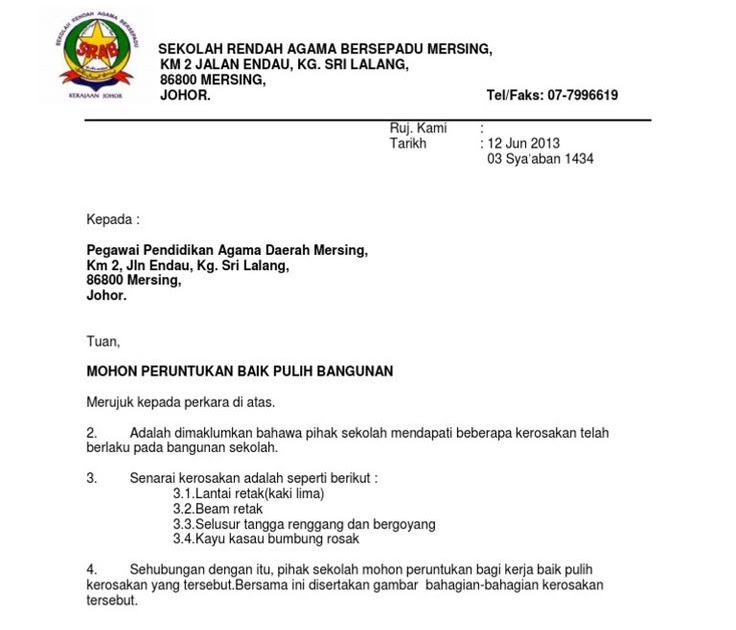 Surat Rasmi Permohonan Pengeluaran Wang - Contoh Now