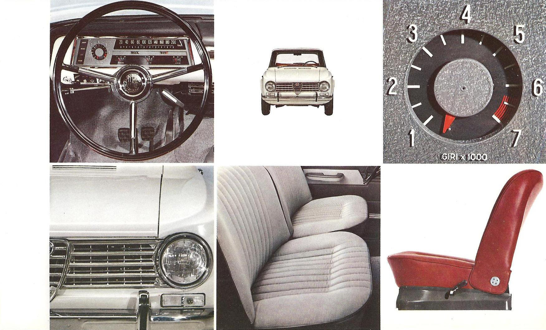 Un'alfa romeo giulia 1300 ti sfila per le vie del centro cittadino di formigine (modena) in occasione del raduno annuale di veicoli d'epoca. 1966 Alfa Romeo Giulia Brochure