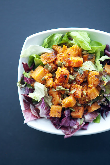 SaladPride: Roasted Sweet Potatoes with Smoked Paprika and Mixed leaves