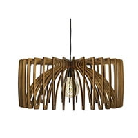 Natural wood bowl pendant light fixture.