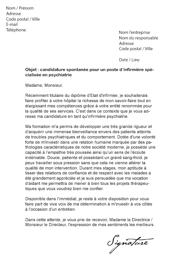 Lettre De Motivation Infirmier Psychiatrie