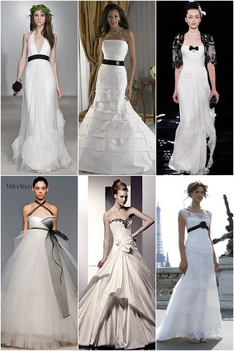 Brungki white wedding  dress  with black  accents 