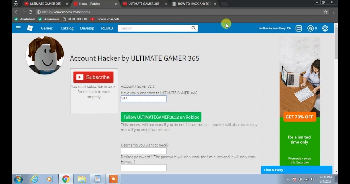 How To Hack Someone In Roblox 2017 | Get 500 Robux - 