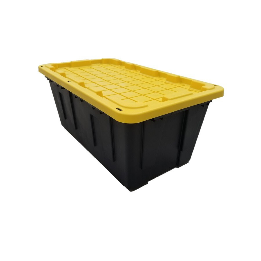 Heavy duty bin, rodent proof battery storage boxes plastic waste wheelie bins with lid lock, rodent proof decorative storage boxes online shopping for heavy duty storage bins from a great we have limited storage and use weatherproof durable storage for camping gear, stuck under the deck. Commander 40 Gallon 160 Quart Black Yellow Tote With Latching Lid In The Plastic Storage Totes Department At Lowes Com