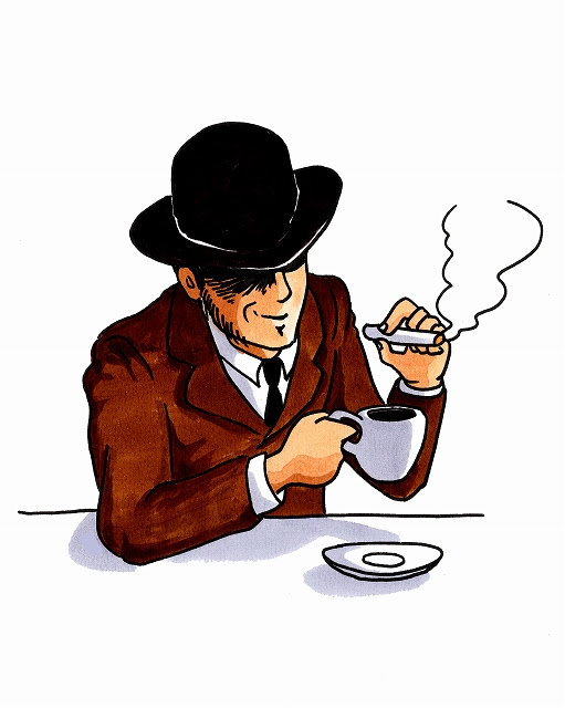 最高のイラスト画像 エレガント男性 コーヒー 飲む イラスト