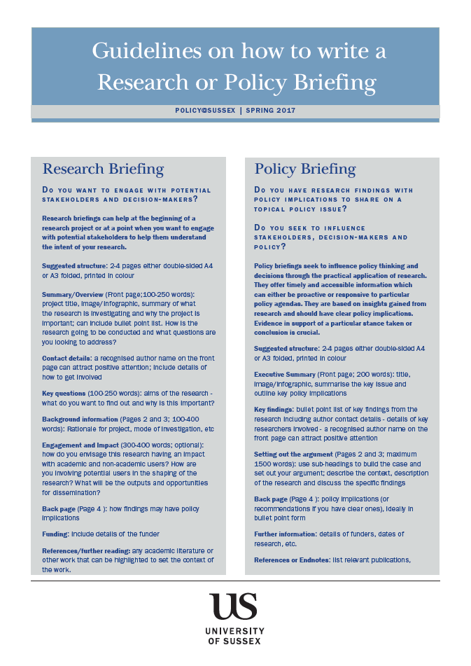 Check spelling or type a new query. Guidelines On How To Write A Research Or Policy Briefing Policy Sussex