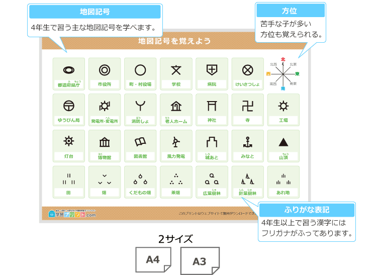 25 地図記号 プリント 3年生 無料の折り紙画像