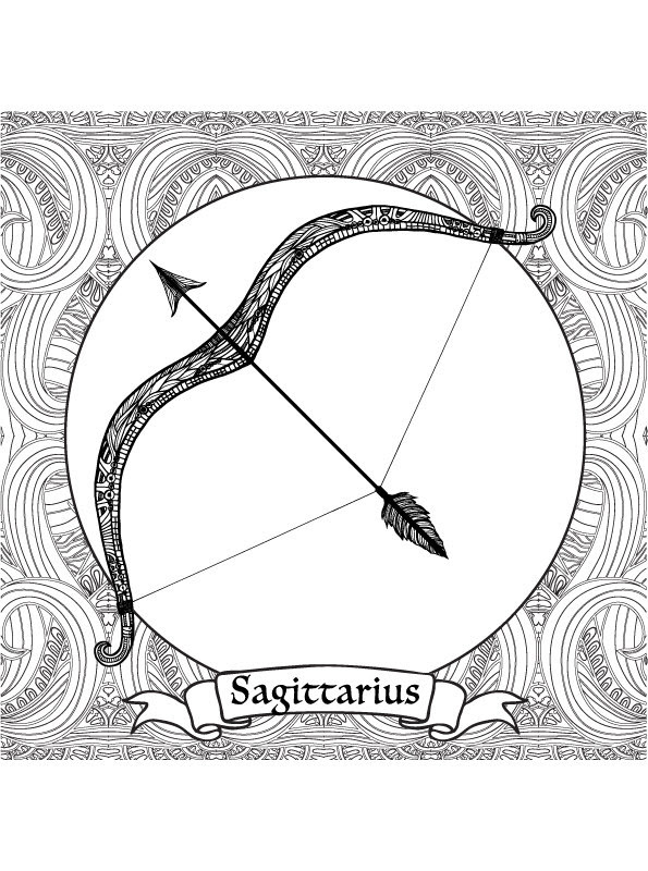 Download 118+ Sagittarius Horoscope And Zodiac Sign Coloring Pages PNG