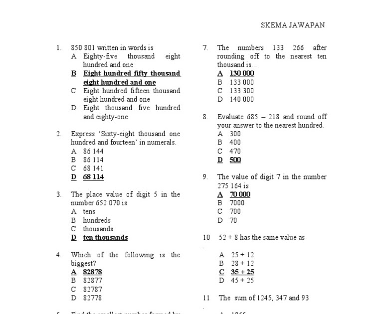 Soalan Peperiksaan Matematik Tingkatan 2 Kssm - Kris Web