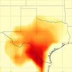 image of Texas with heat data