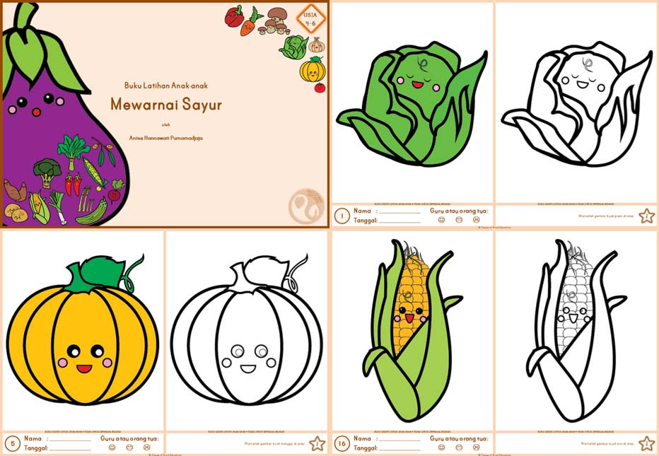 Mewarnai Gambar Sayur Sayuran