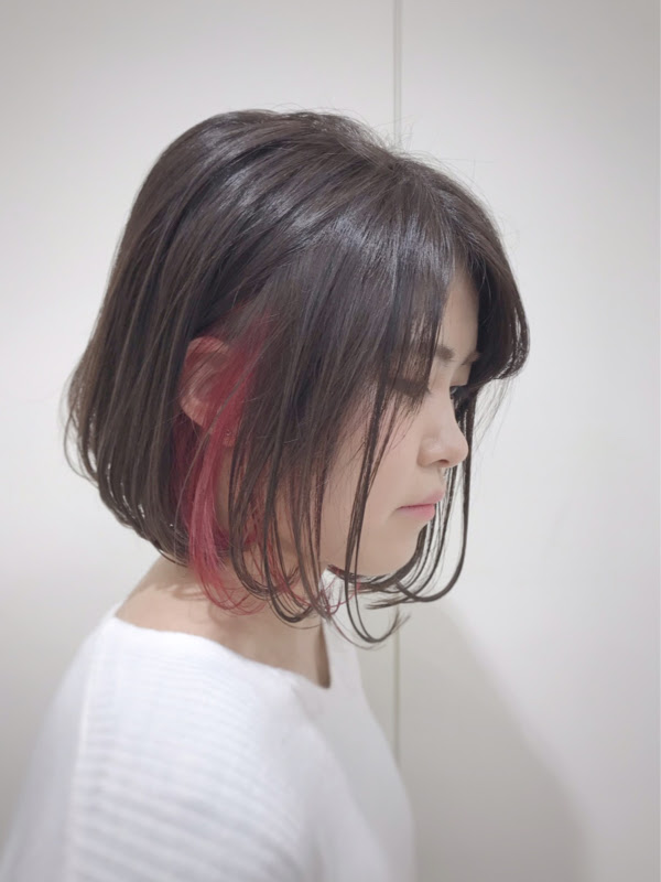 綺麗なインナー カラー ボブ ピンク 最高の花の画像