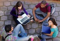 college students sitting outside