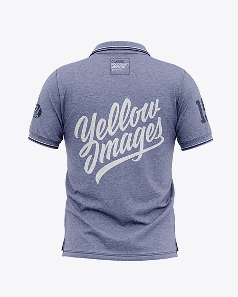 Download Men's Heather Short Sleeve Polo Shirt Back View | Mockup ...