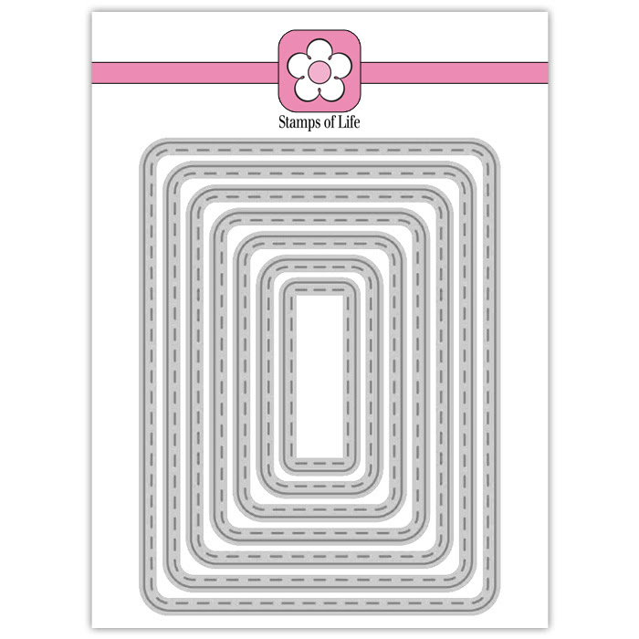 Image of Stitched Rounded Corners A2 Rectangles Die Set