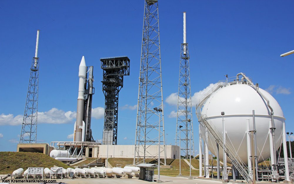 A ULA Atlas V rocket carrying the NROL-61 satellite is poised for blastoff from the pad at Space Launch Complex-41 at Cape Canaveral Air Force Station in Florida on July 28, 2016.   Credit: Ken Kremer/kenkremer.com