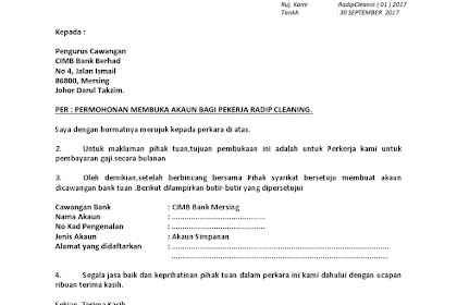 Contoh Surat Sokongan Bank