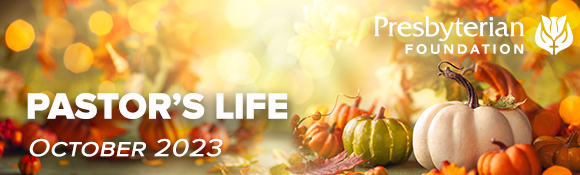 header image of pumpkins with the words Pastor's Life October 2023