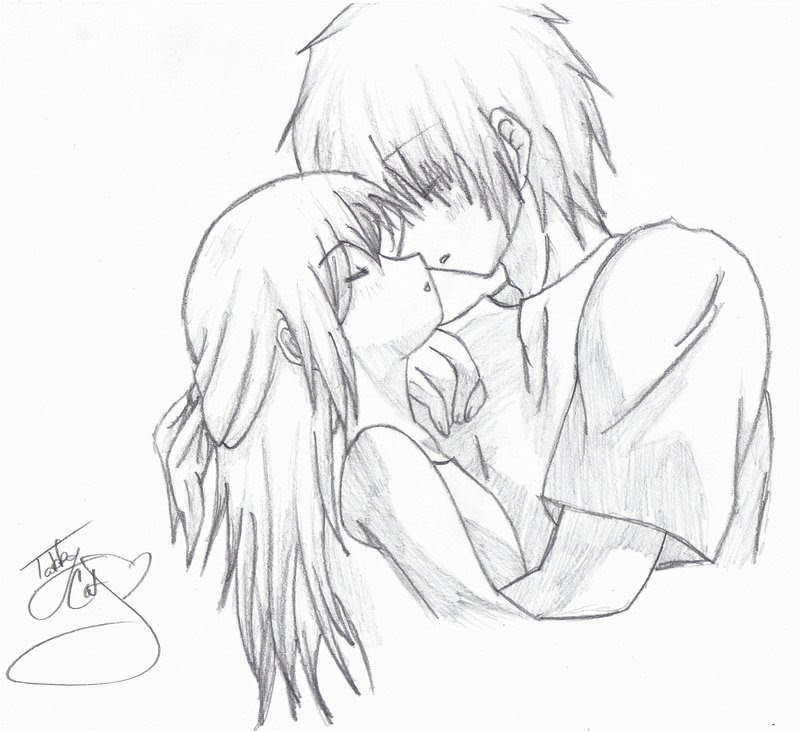Anime Girl And Boy Kissing Drawings