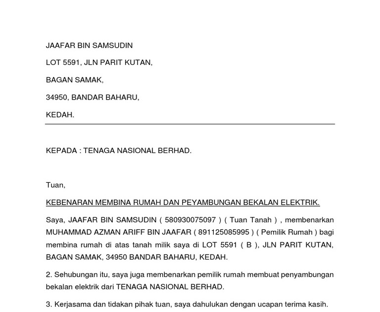 contoh surat kebenaran menggunakan premis