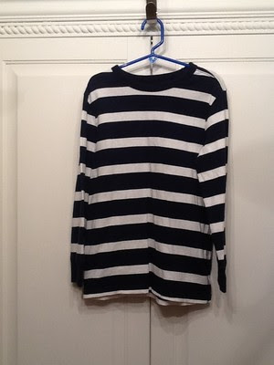 Bargain GAP boys long sleeve shirt size small 67 navy and white striped 100 cotton