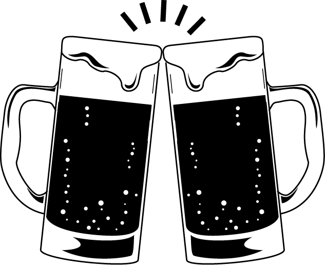ベスト乾杯 ビール イラスト 白黒 スーパーイラストコレクション