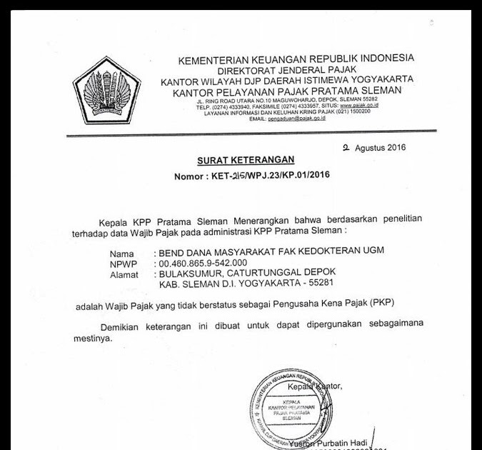 Contoh Surat Non Pkp Perusahaan  IMAGESEE