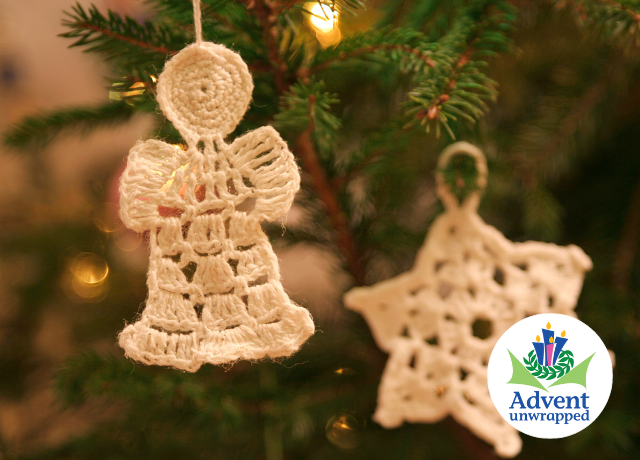 Handmade crochet angel and start Christmas tree ornaments