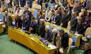 Oraciones y un minuto de silencio en la celebración en las Naciones Unidas del Día Internacional de Conmemoración en memoria de las víctimas del Holocausto.