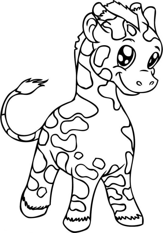 Giraffe And Elephant Coloring Page