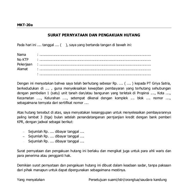 Contoh Surat Pernyataan Damai - Surat F