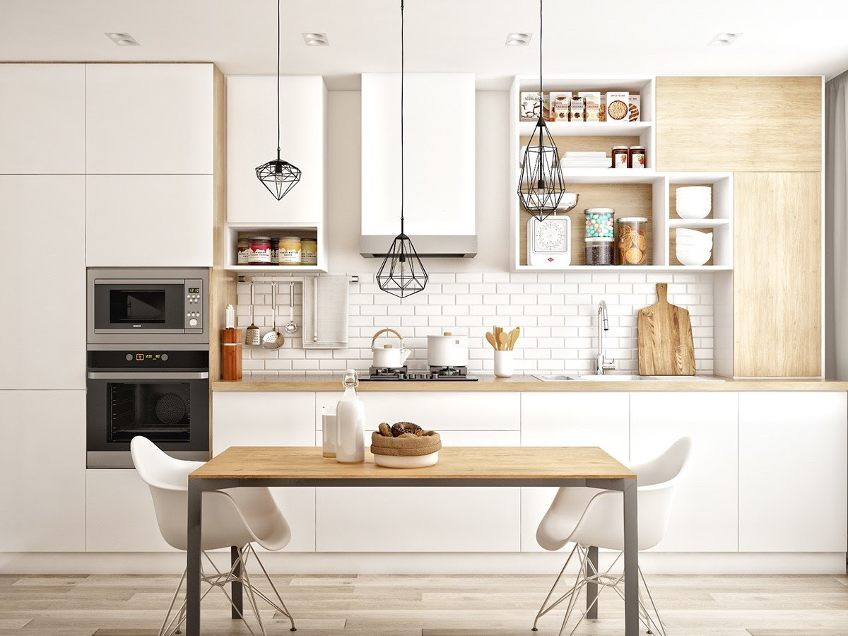 Modern stylish scandinavian kitchen interior with kitchen accessories. Scandinavian Kitchens Ideas Inspiration
