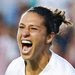 Carli Lloyd, right, after scoring against China. She wore the captain's armband as the U.S. won.