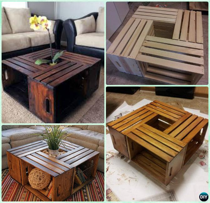 Using a paint brush or foam brush paint the stain on and then use an old rag to wipe the stain afterwards. Diy Wood Crate Coffee Table Free Plans Picture Instructions