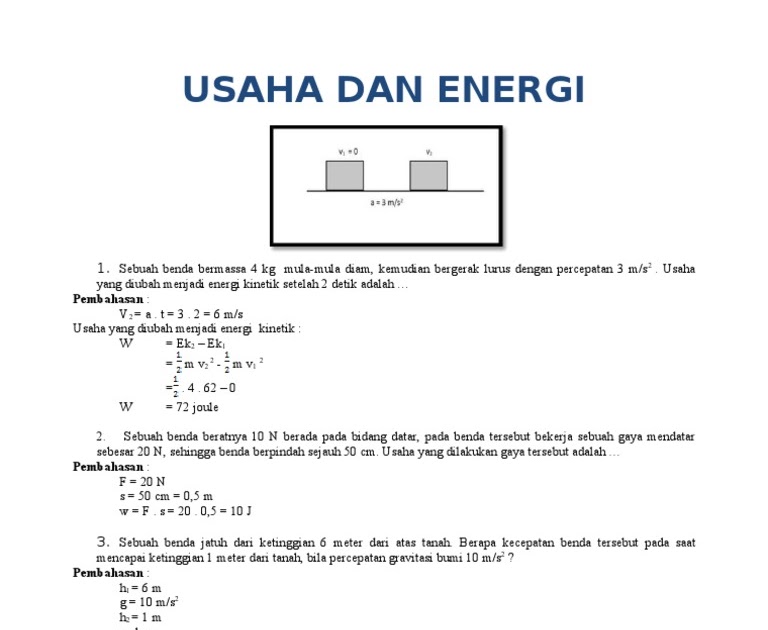 Contoh Soal Fisika Usaha Dan Energi