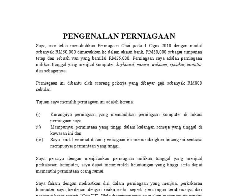 Contoh Soalan Perniagaan Tingkatan 4 Kertas 2 - Persoalan o