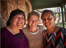 Left to right: JHCAIH staff members Francene Larzelere, MS (White Mountain Apache); Allison Barlow, PhD, MPH, MA; and Novalene Goklish, MS (White Mountain Apache)