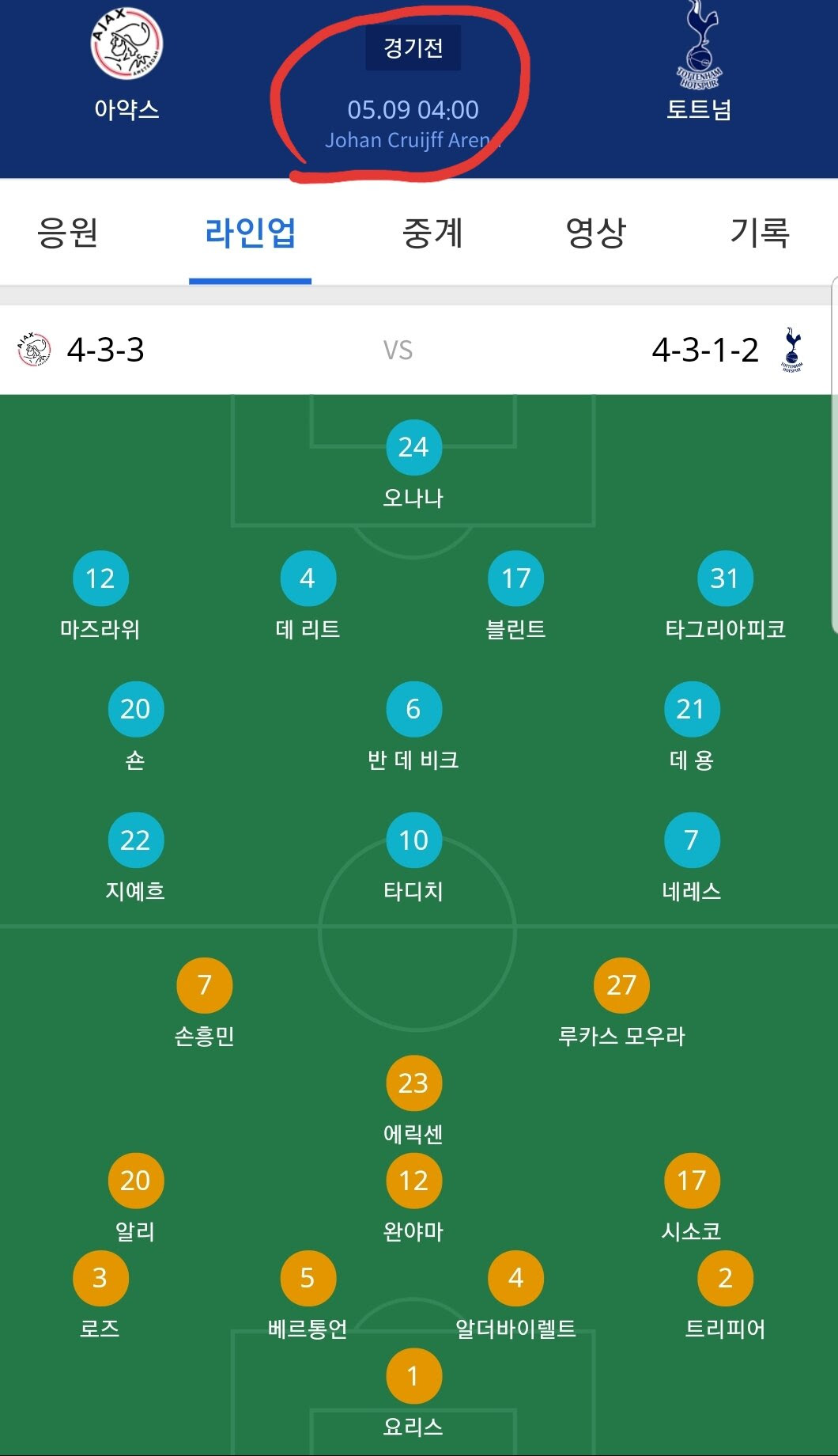 토트넘 라인업 - í"„ë¦¬ë¯¸ì-´ë¦¬ê·¸ í† íŠ¸ë ...