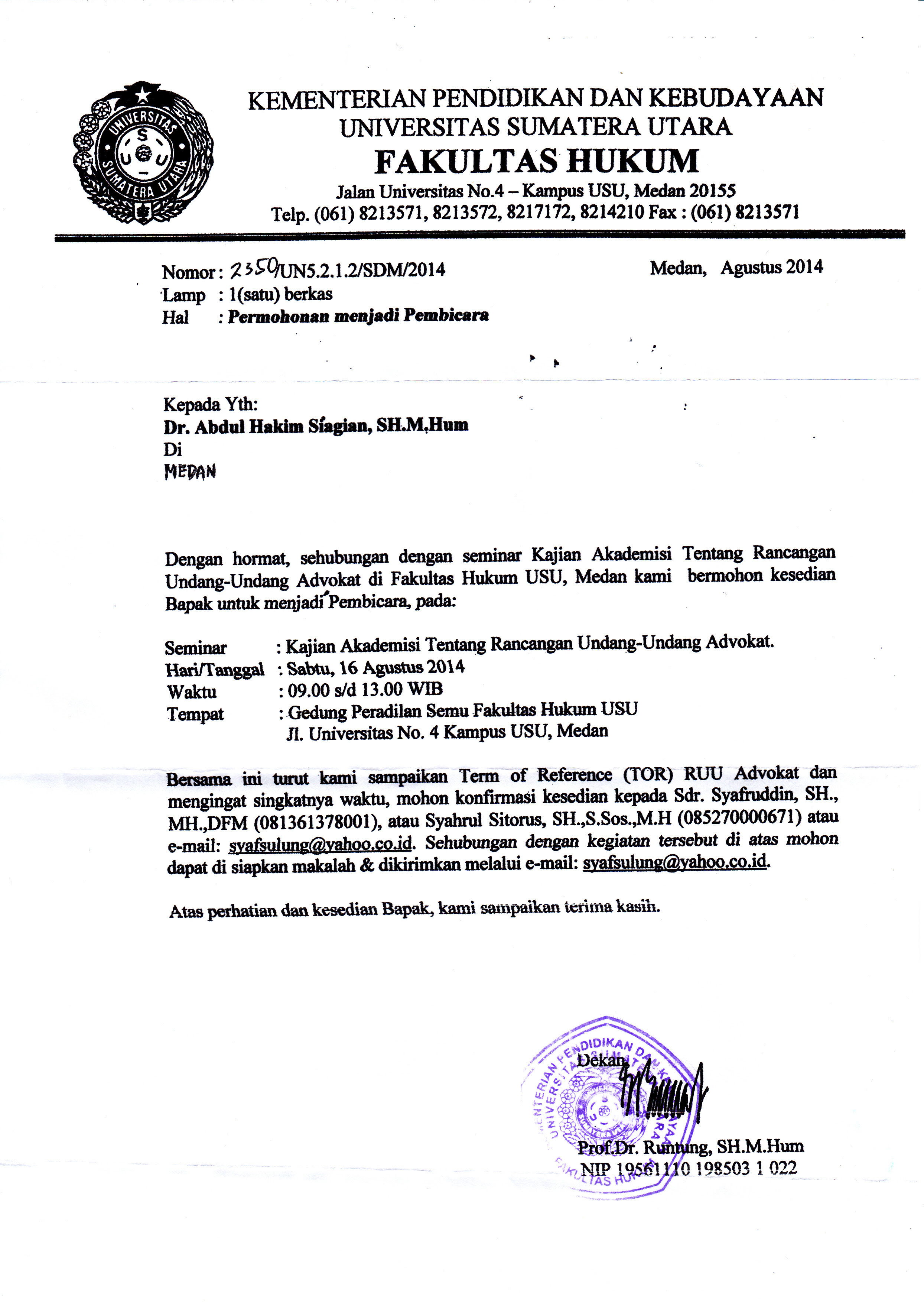 Contoh Surat Permohonan Kesediaan Menjadi Narasumber ...