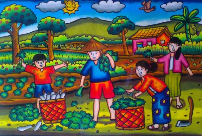 Contoh Gambar Pemandangan Dengan Crayon