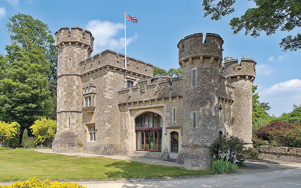 Set in 3.5 acres the historic Bath Lodge Castle near bath features ten bedrooms as well as a huge garden and woodland. Starting price is £1.75million