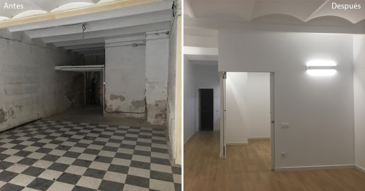 Imagen  - El antes y después de la reforma de una tienda de barrio a un piso tipo 'loft' de 54 m2