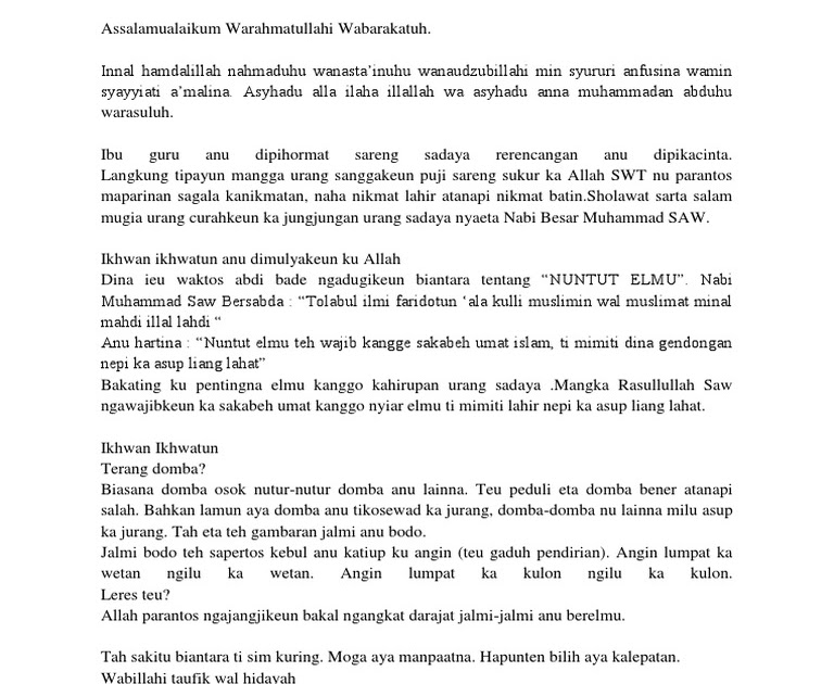 Ceramah Bahasa Sunda Tentang Ibu Teks Ceramah Pidato