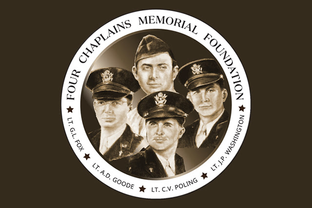 The Four Chaplains Memorial Foundation's mission is to tell the story of the “Four Chaplains” to promote Interfaith Cooperation and Selfless Service in individuals and organizations. The mission of the Corporation is to encourage selfless service in the tradition of The Four Chaplains and to teach and promote interfaith understanding and cooperation among all peoples. Image courtesy of the Four Chaplains Memorial Foundation.