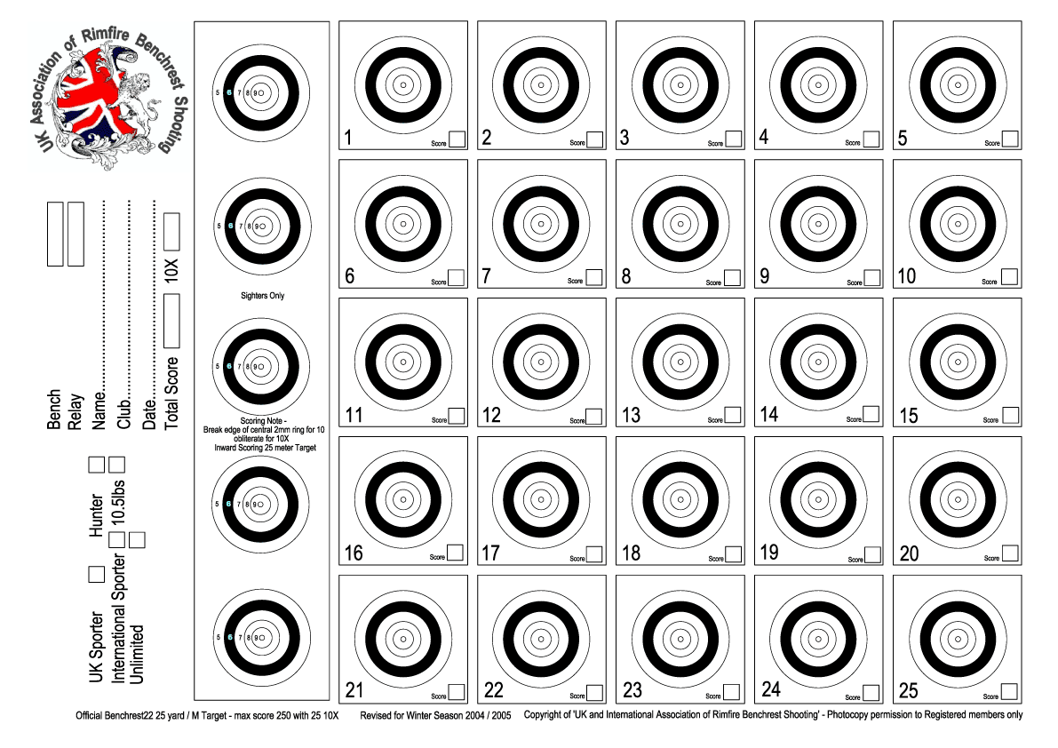 printable airgun benchrest targets calendar june