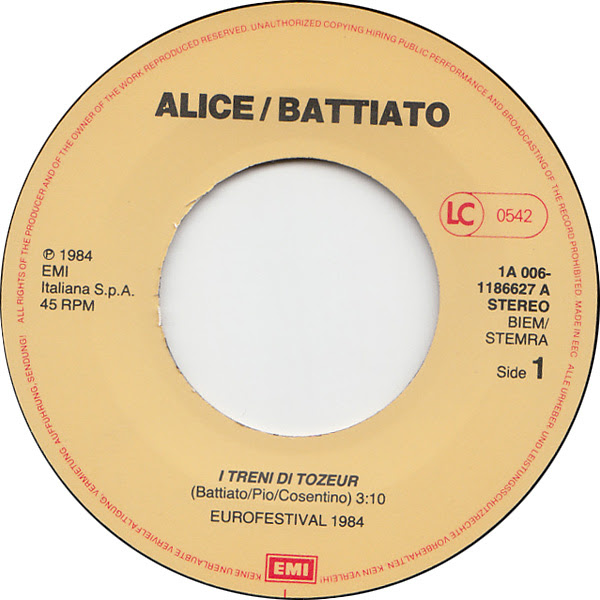 Find franco battiato credit information on allmusic. 45cat Alice Battiato I Treni Di Tozeur Le Biciclette Di Forli Emi Netherlands 1a 006 11 8662 7