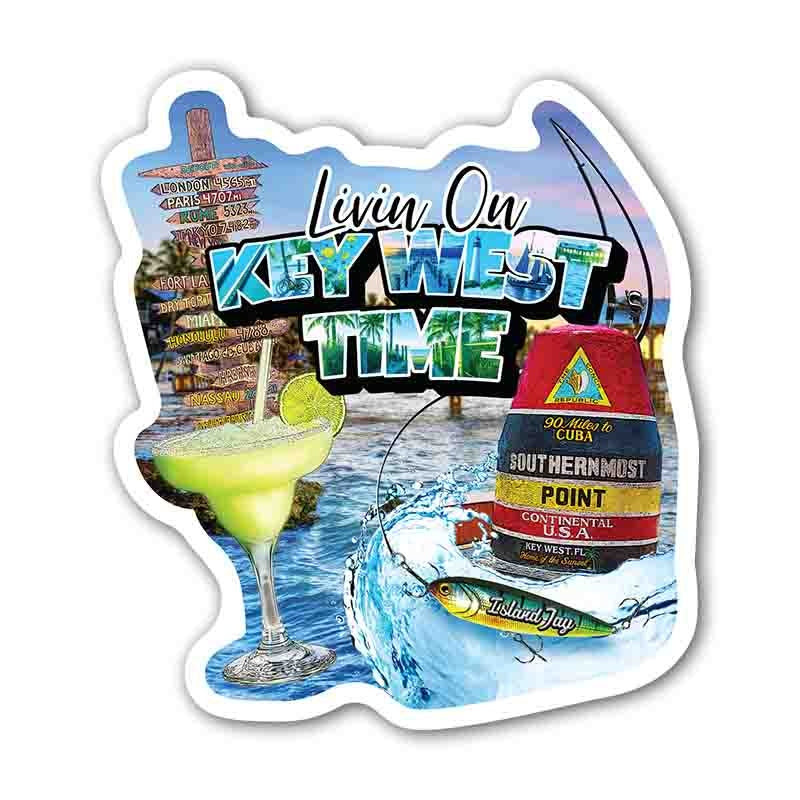 Image of Living on Key West Time Die Cut Beach Sticker