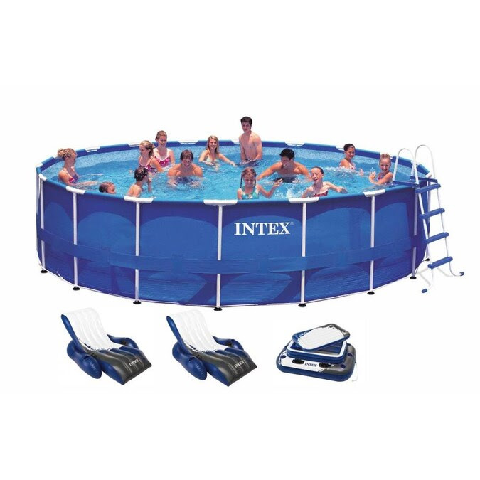 Intex 18 Ft X 18 Ft X 48 In Round Above Ground Pool In The Above Ground Pools Department At Lowes Com
