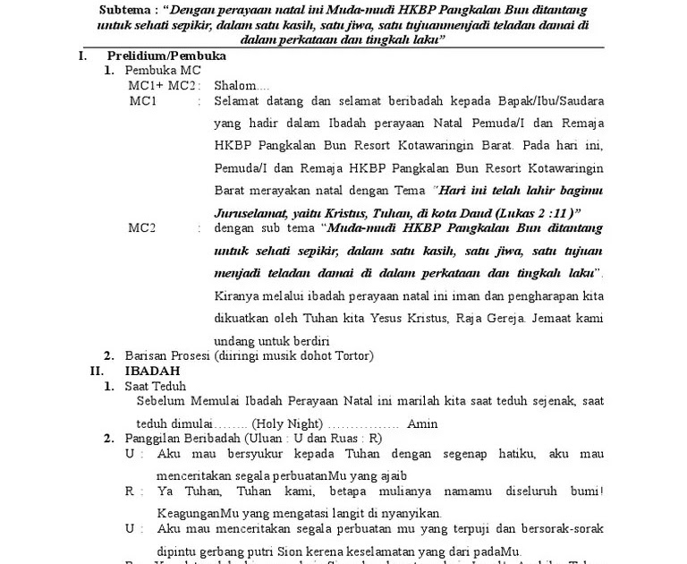 Tertib Acara Natal Ina Hkbp Dalam Bahasa Batak Lengkap ...
